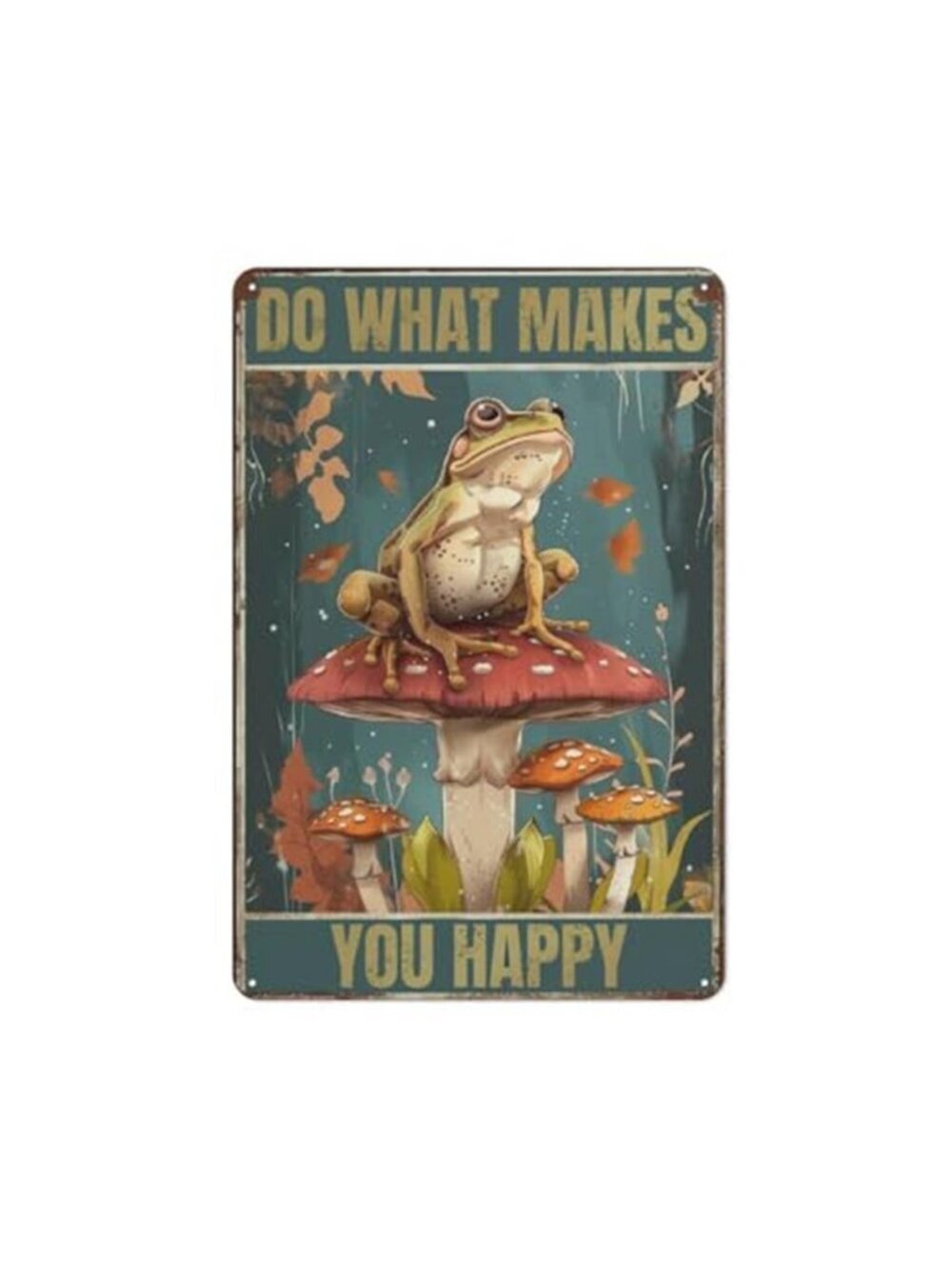 Vintage Frog Mushroom Tin Sign